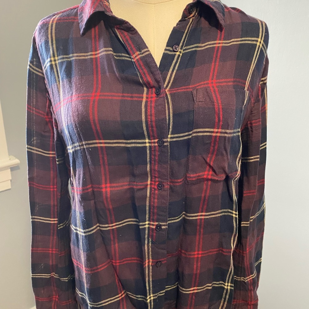 Jack Wills Navy and Red Plaid Shirt